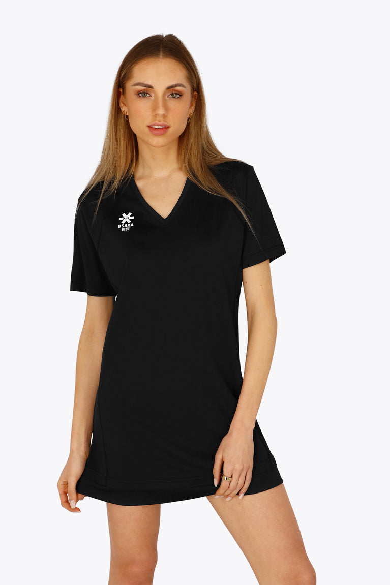 Osk V-neck Tech Dress Women-2535-Black