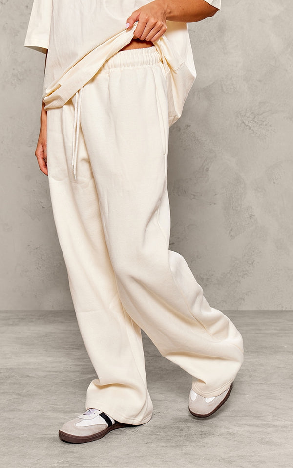 Petite Oversized Wide Leg Trousers-PLT-2550-Cream