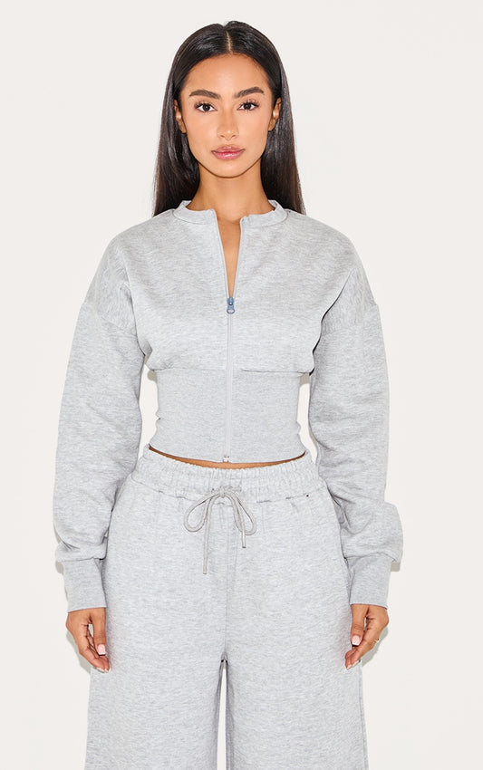 2661-Petite Elasticated Hem Zip Up Sweatshirt