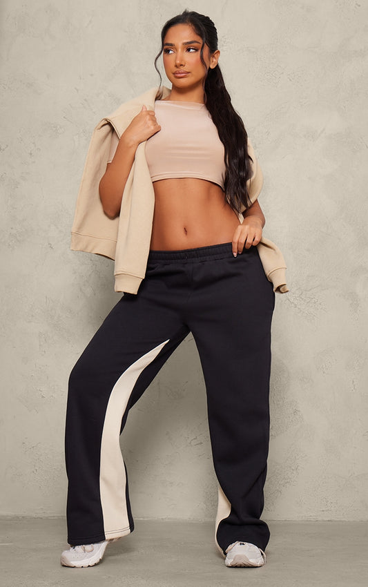 Petite Stone Panel Detail Wide Leg Joggers PLT-2514