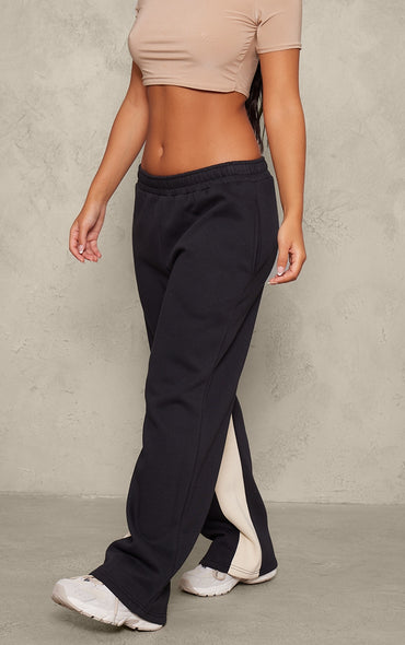 Petite Stone Panel Detail Wide Leg Joggers PLT-2514