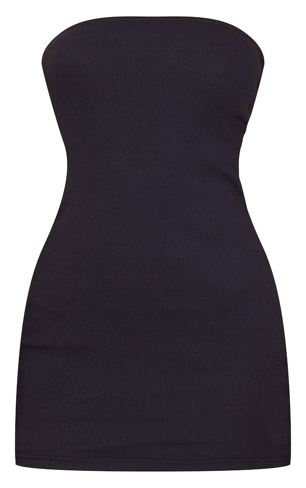 PLT Rib Bandau Bodycon Dress-2446-Black