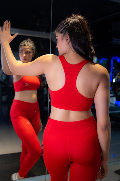 2753-Osk Gym Wear Sports Bra Set Women-Red