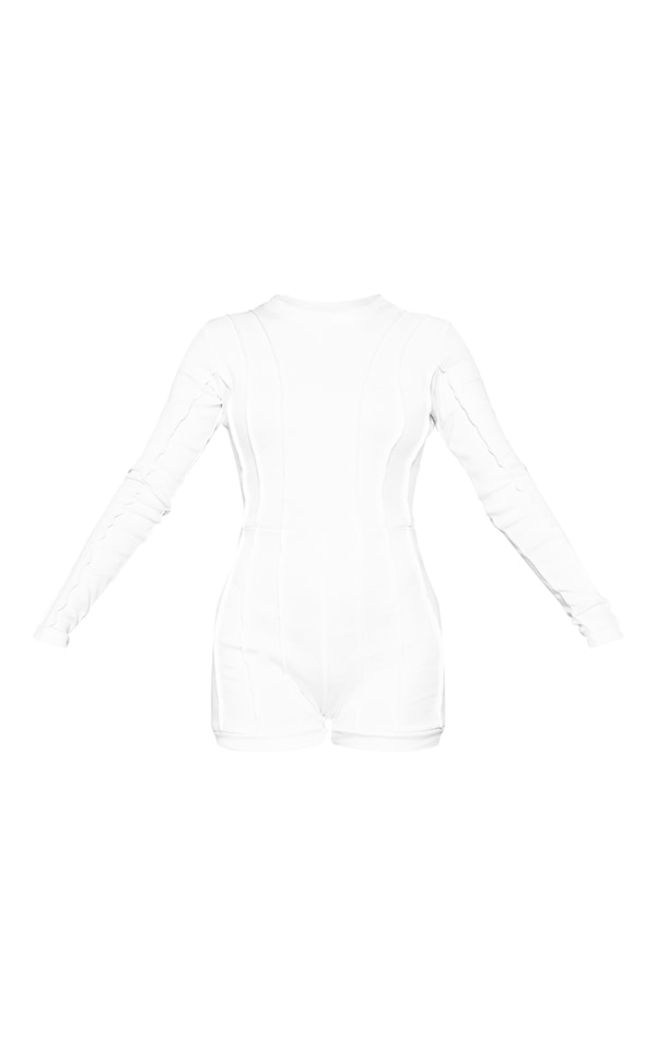 Rib binding detail unitard-2416-PLT-White