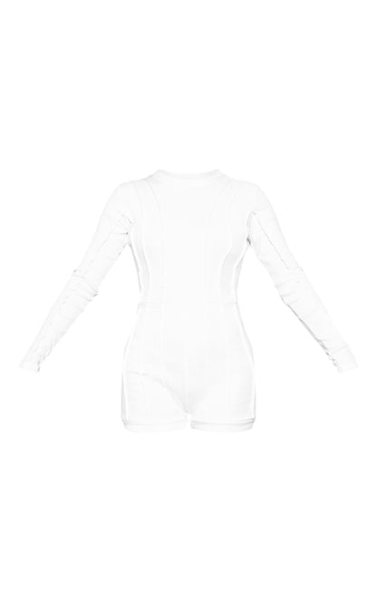 Rib binding detail unitard-2416-PLT-White