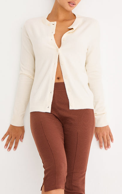 2651-Ribbed Elasticated waist Capri Leggings