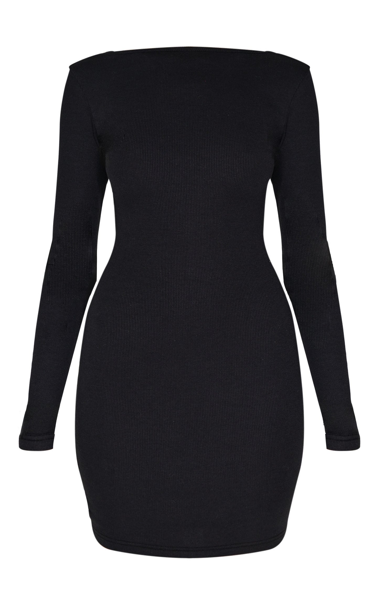 2647-Ribbed Low Back Long Sleeve Bodycon Dress