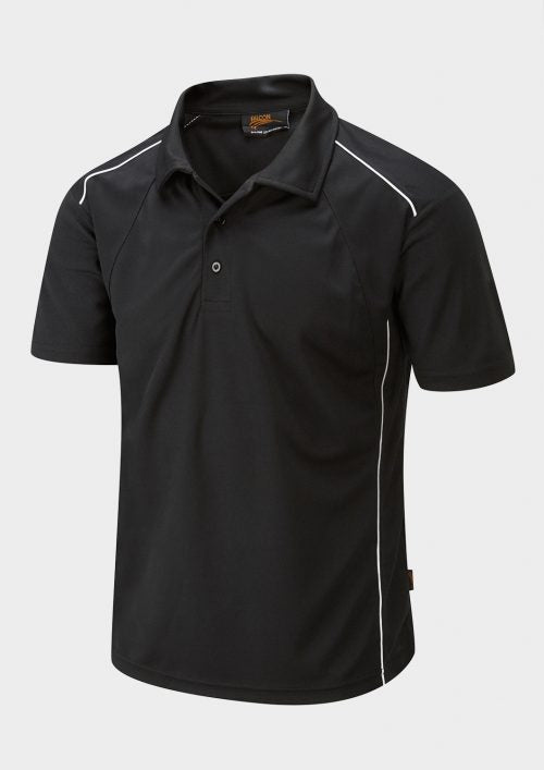 Falcon Classic Men's Polo with different Embroidered Logos & Panel-Encore-ZR-20-Black
