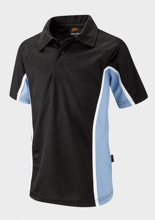 Falcon Classic Men's Polo with different Embroidered Logos & Panel-Spirit-G-920-Black