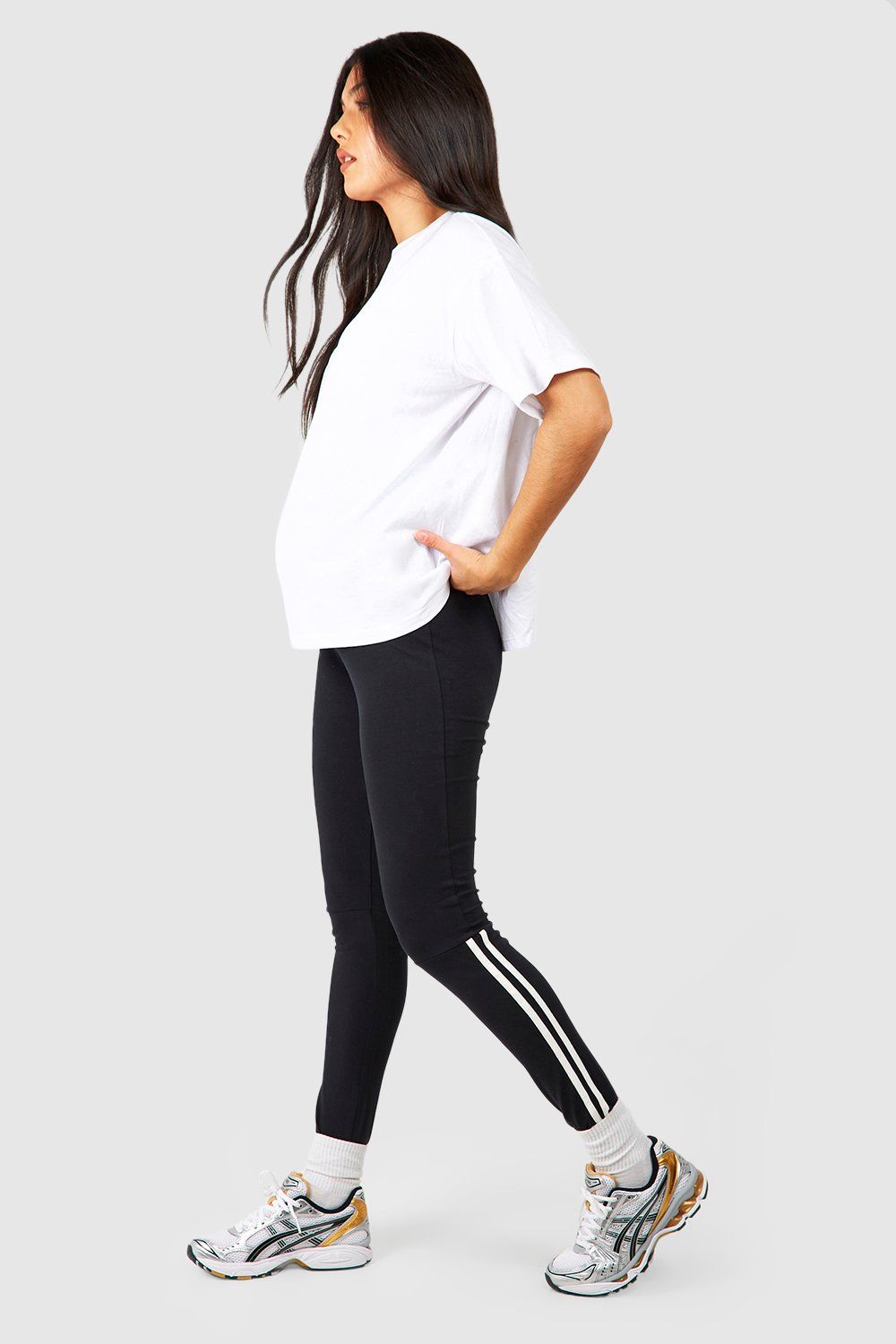Boohoo Maternity Side Strip Basic Leggings-2348-Black