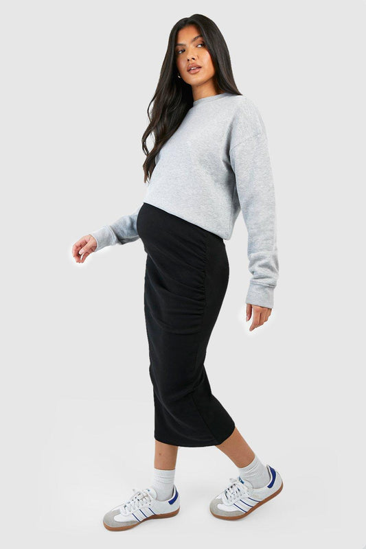BH Maternity Cotton Rib Skirt-2366 Black