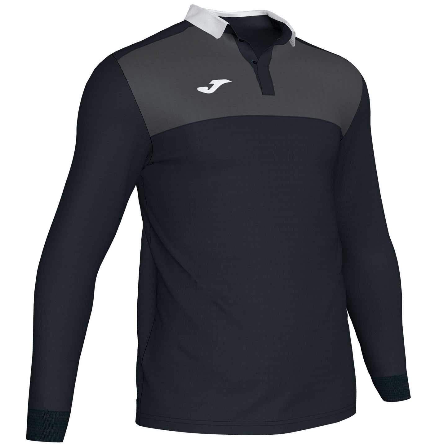 Joma Full Sleeve Polo Shirt-MPLO-0055-Black Dark Grey