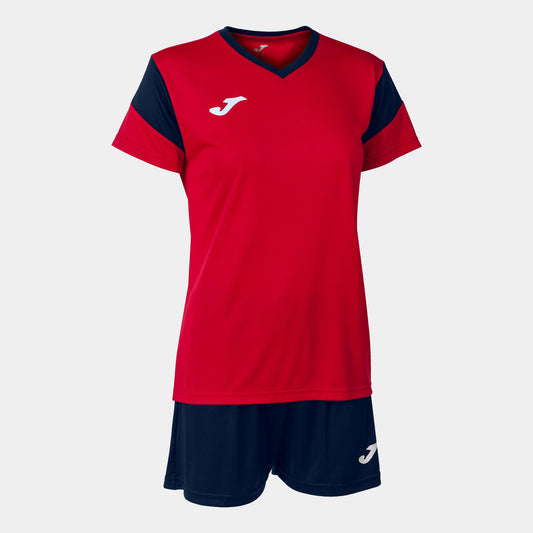 Joma Phoenix Activewear T-shirt & Short Set Ladies-2372-Red Navy