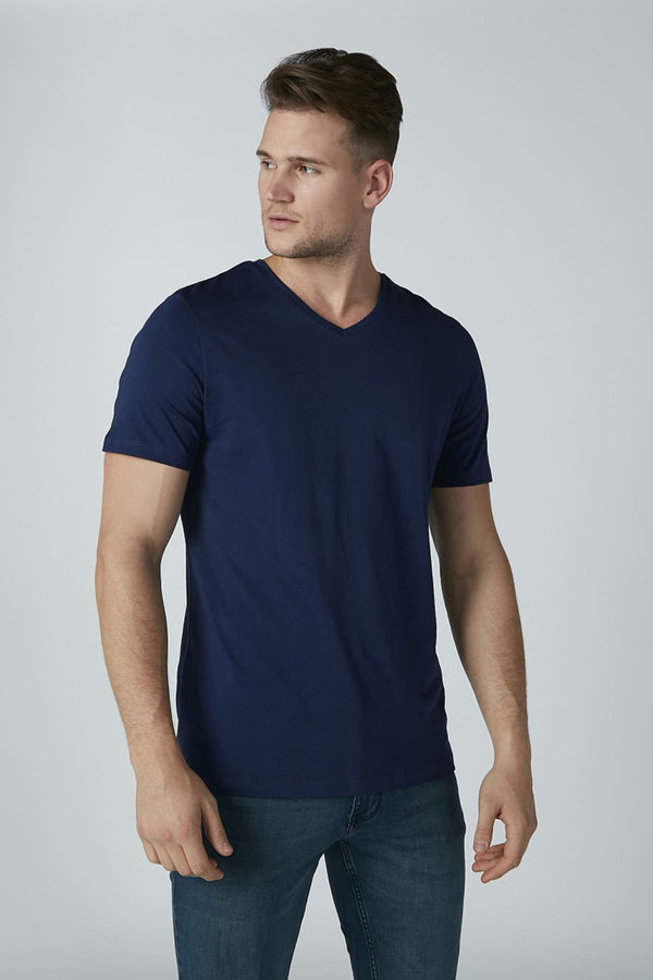 Fapak V- Neck T-Shirt-MTST-0065-Navy