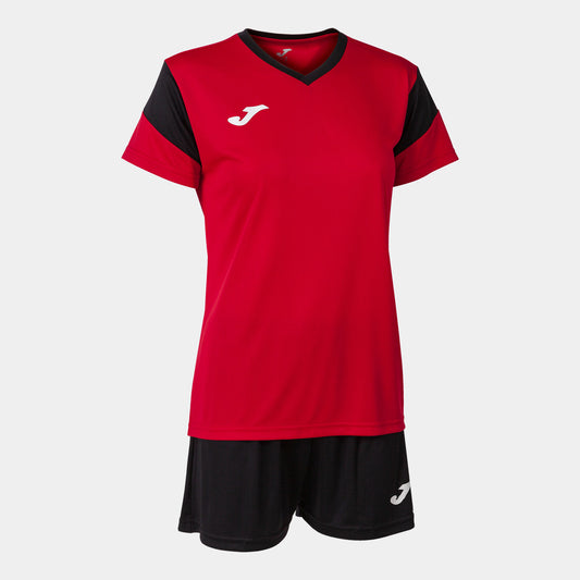 Joma Phoenix Activewear T-shirt & Short Set Ladies-2372 Red Black