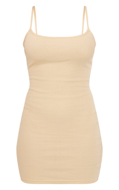 PLT  Strappy Snatched Sculpt Bodycon Dresss-2441-Butter Cream