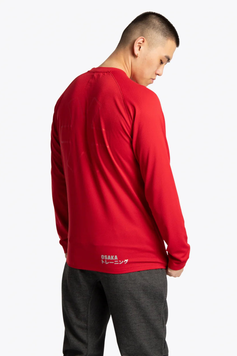 2728-Osk Men Training Full Sleeve Shirt-Red