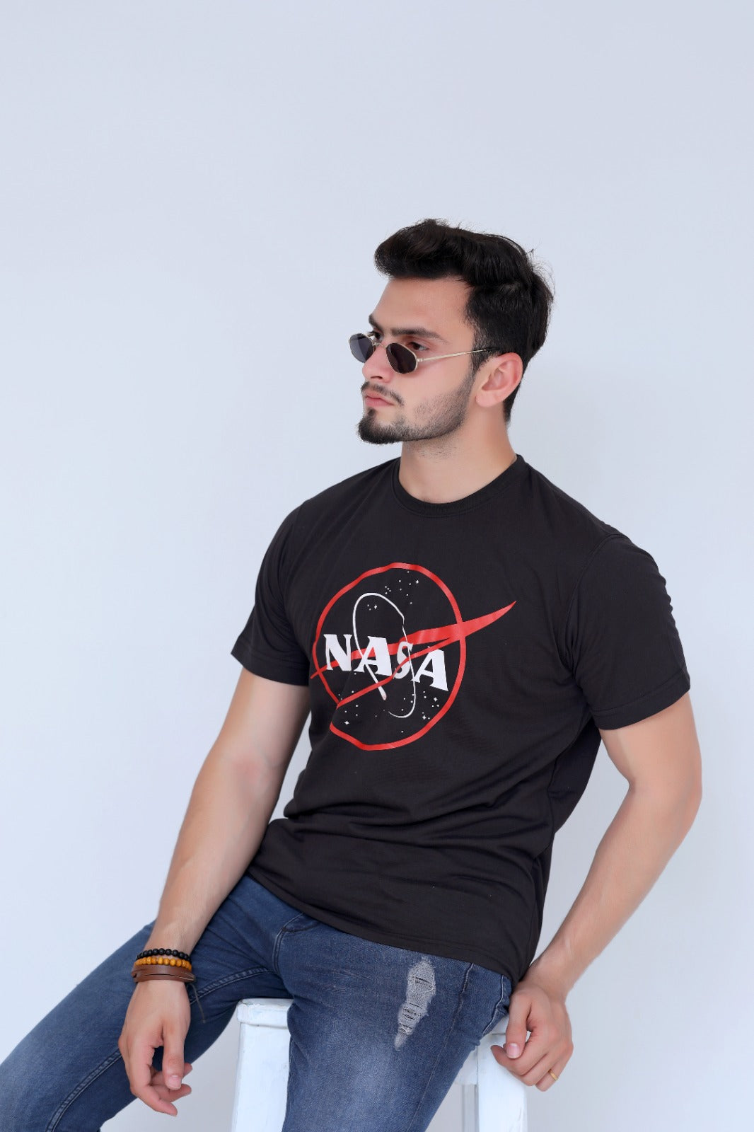 NASA Printed Tee For Him.-MTST-0046-Black