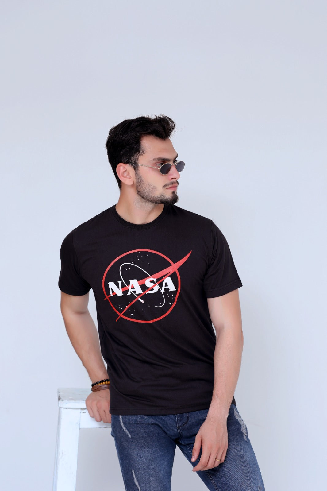 NASA Printed Tee For Him.-MTST-0046-Black