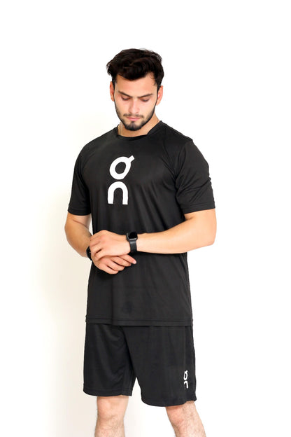 OnRun Activewear T-shirt & Shorts set For Men-MTRK-2241-Black