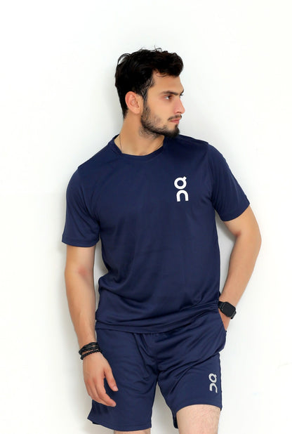 OnRun Activewear T-shirt & Shorts set For Men-MTRK-2241-Navy