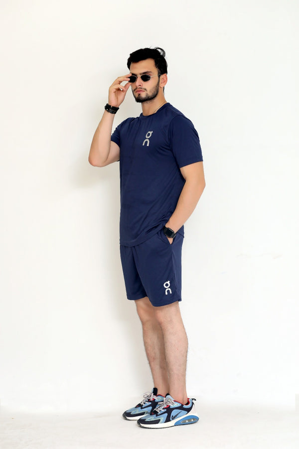 OnRun Activewear T-shirt & Shorts set For Men-MTRK-2241-Navy