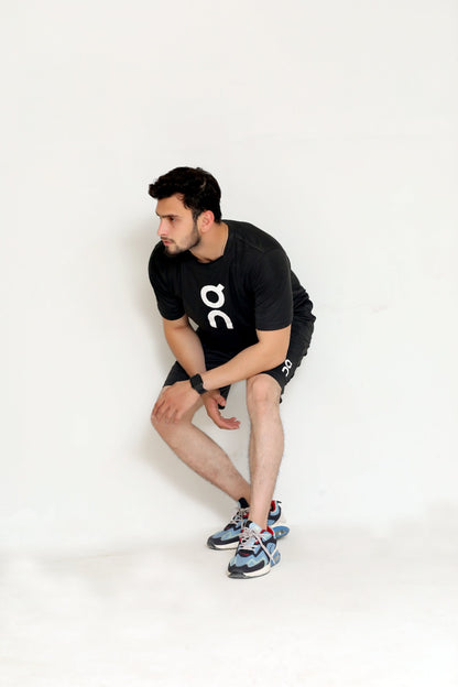 OnRun Activewear T-shirt & Shorts set For Men-MTRK-2241-Black