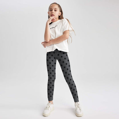 Star Print Leggings For Girls-2575