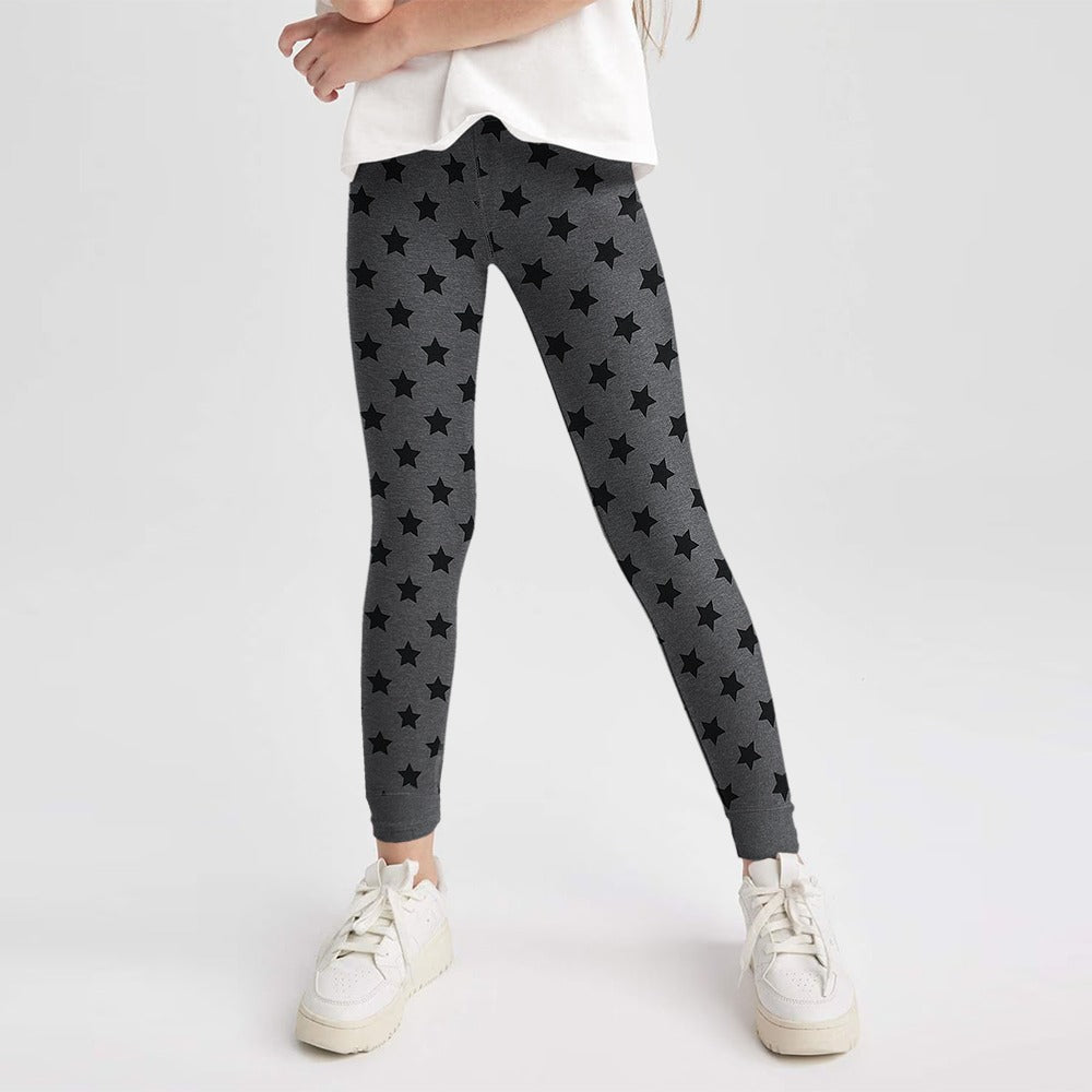 Star Print Leggings For Girls-2575