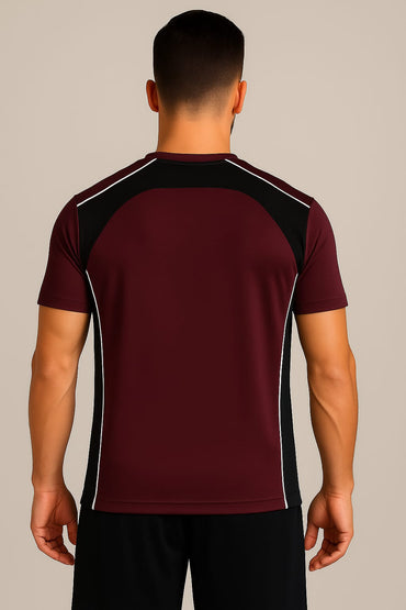 2698-Encore ZR-10 Activewaear T-Shirt Men-Burgundy Black