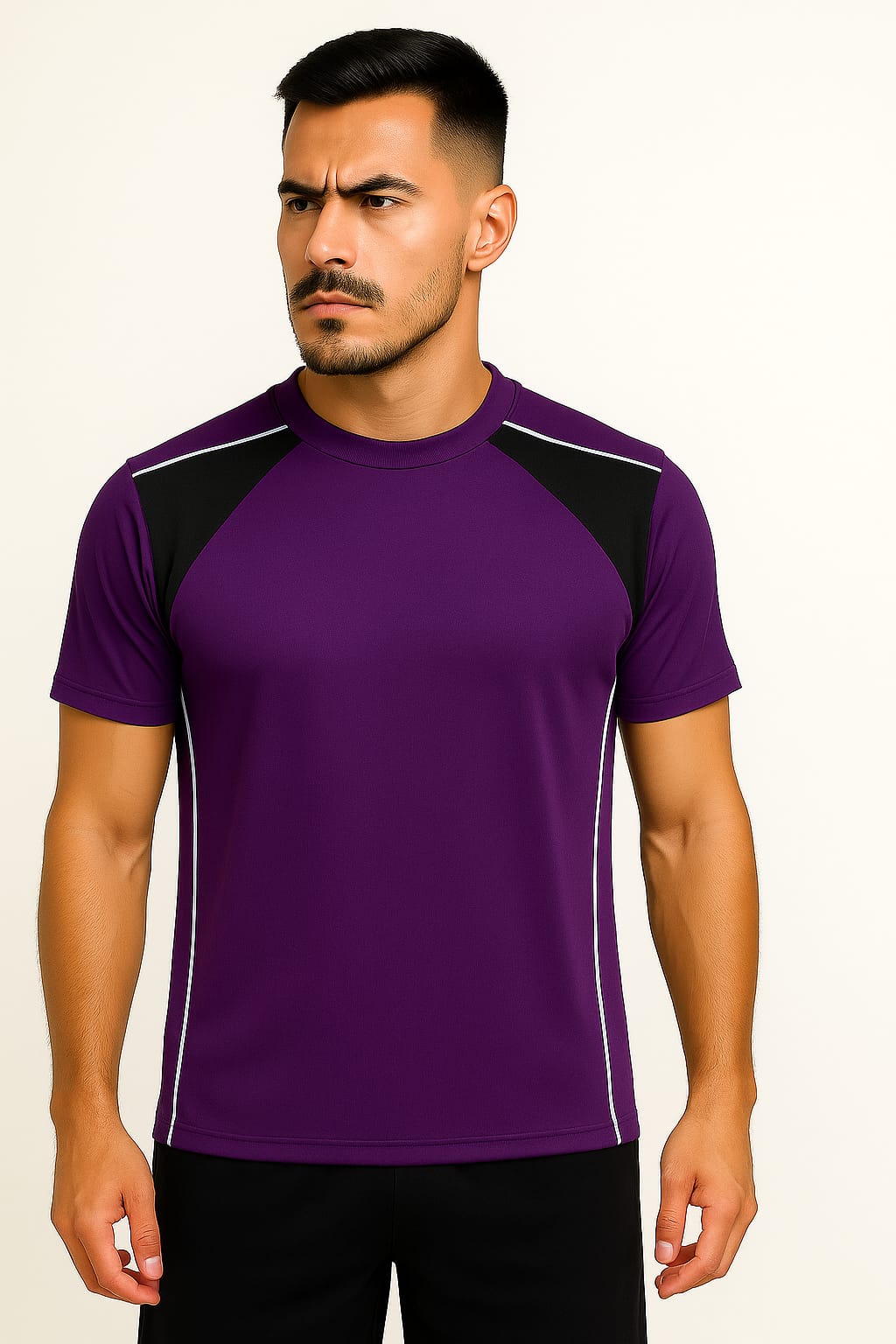2698-Encore ZR-10 Activewaear T-Shirt Men-Purple Black