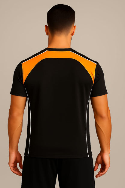 2698-Encore ZR-10 Activewear T-Shirt Black Body With Diff Panel-Black