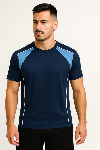2698-Encore ZR-10 Activewear T-Shirt Navy Body With Diff Panel-Navy