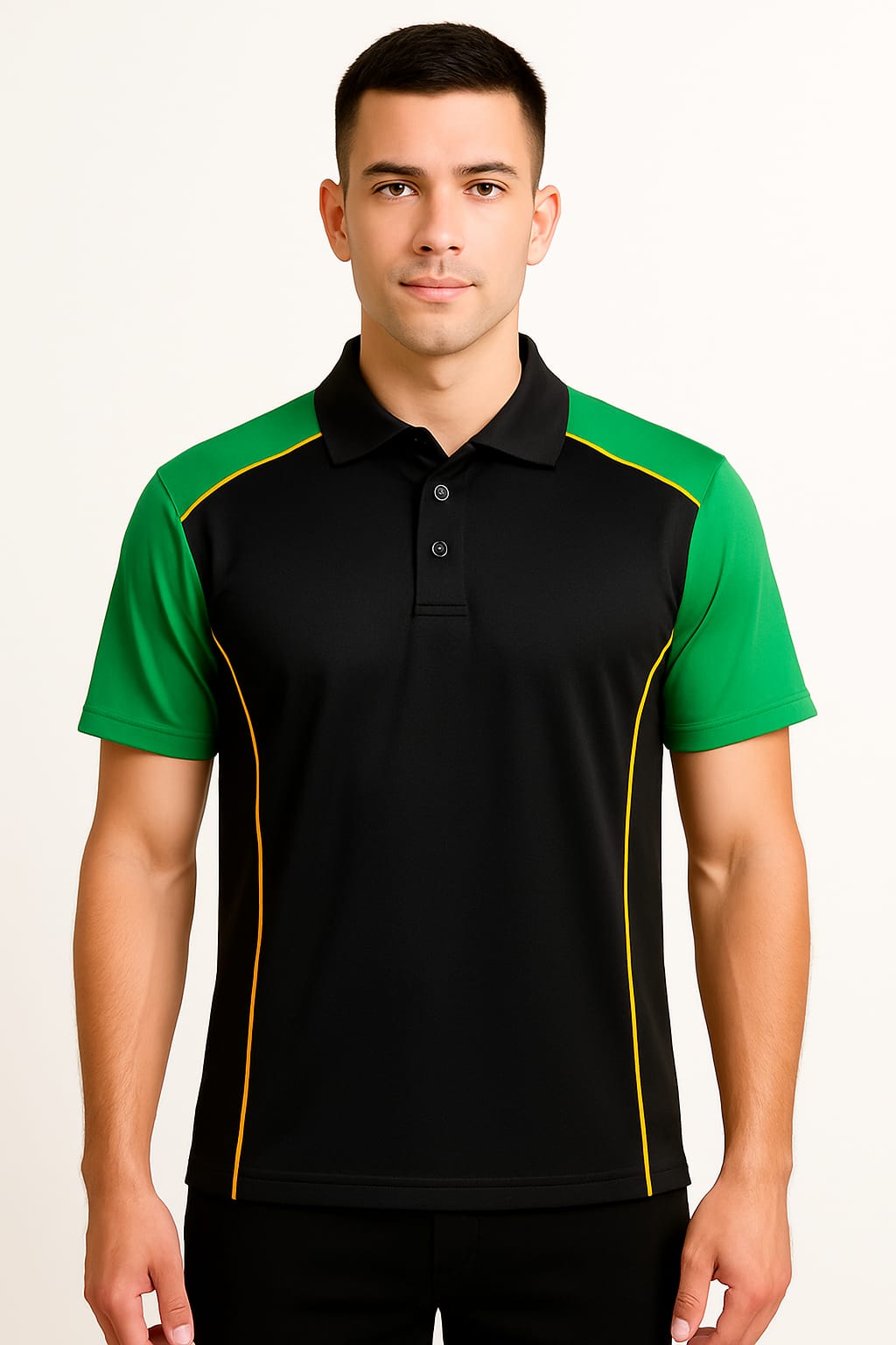 2699-Encore ZR-20 Activewear Polo Shirt Black Body With Diff Panel-Black
