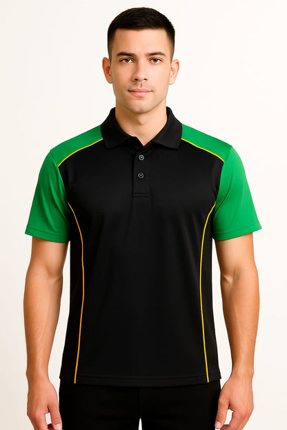 2699-Encore ZR-20 Activewear Polo Shirt Black Body With Diff Panel-Black