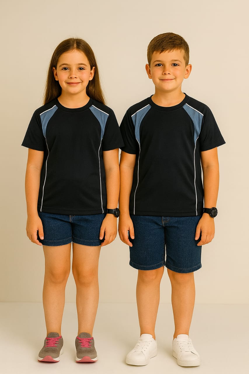 2714-Encore ZR-10 Activewear T-Shirt Kids Navy Body With Diff Panel-Navy