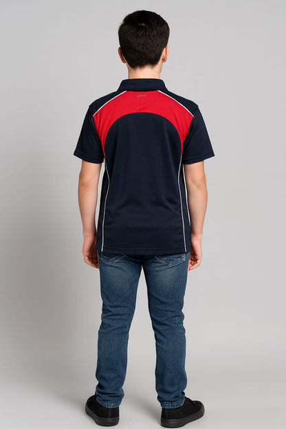 2716-Encore ZR-20 Activewear BOYS Polo Shirt Navy Body With Diff Panel-Navy
