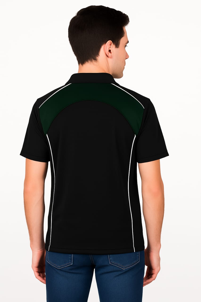 2716-Encore ZR-20 Activewear BOYS Polo Shirt Black Body With Diff Panel-Black