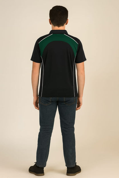 2716-Encore ZR-20 Activewear BOYS Polo Shirt Black Body With Diff Panel-Black