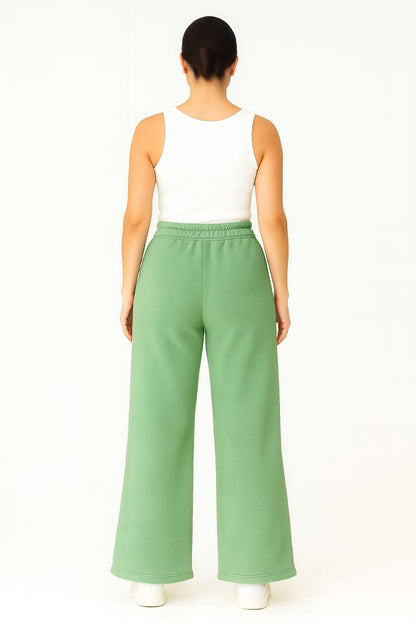 2703-FX Dipped Hip V-Pleated Trouser For Women-Green