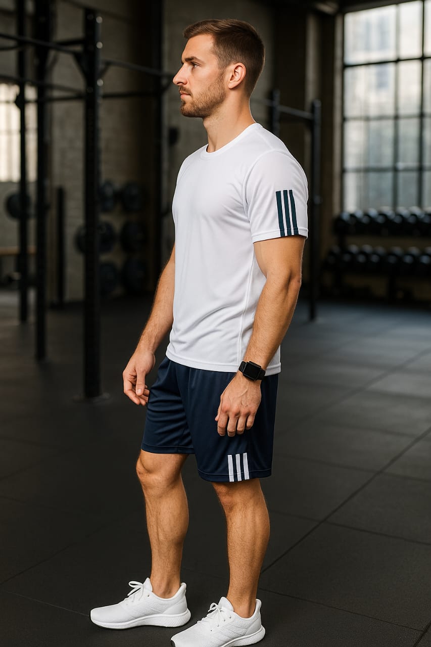 2717-JM Men’s Activewear Twin Set-White Navy