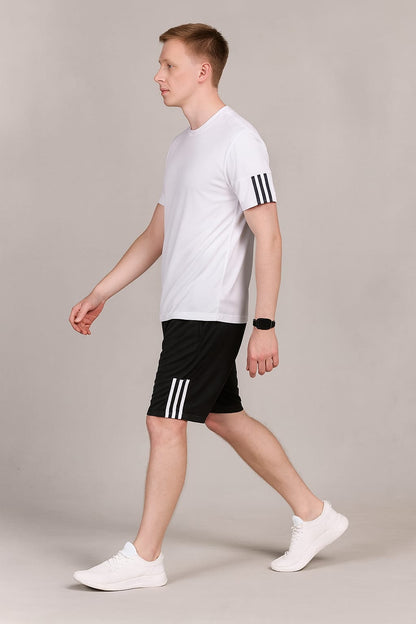 2717-JM Men’s Activewear Twin Set-White Black