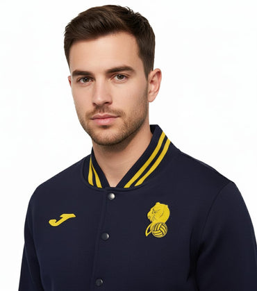 2756-JM Unisex Tiger Gold Print BaseBall Button Jacket-Navy