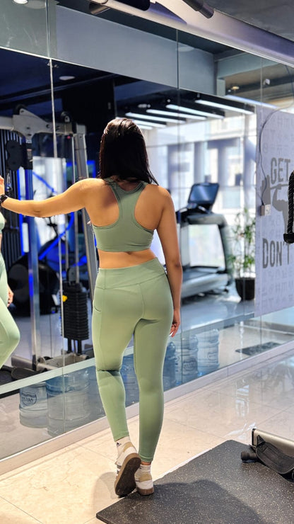 2753-Osk Gym Wear Sports Bra Set Women-Light Green