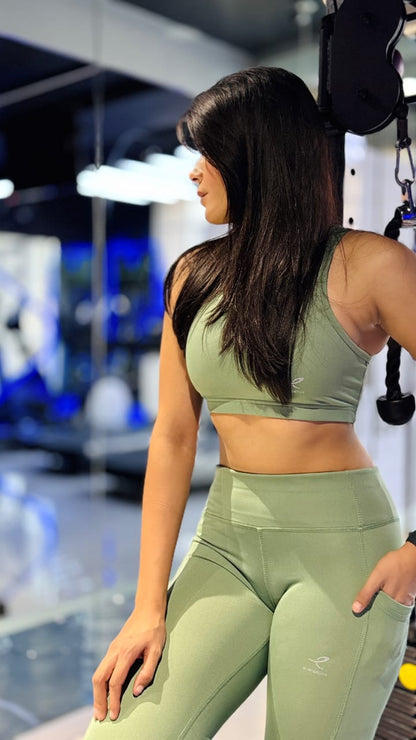 2753-Osk Gym Wear Sports Bra Set Women-Light Green