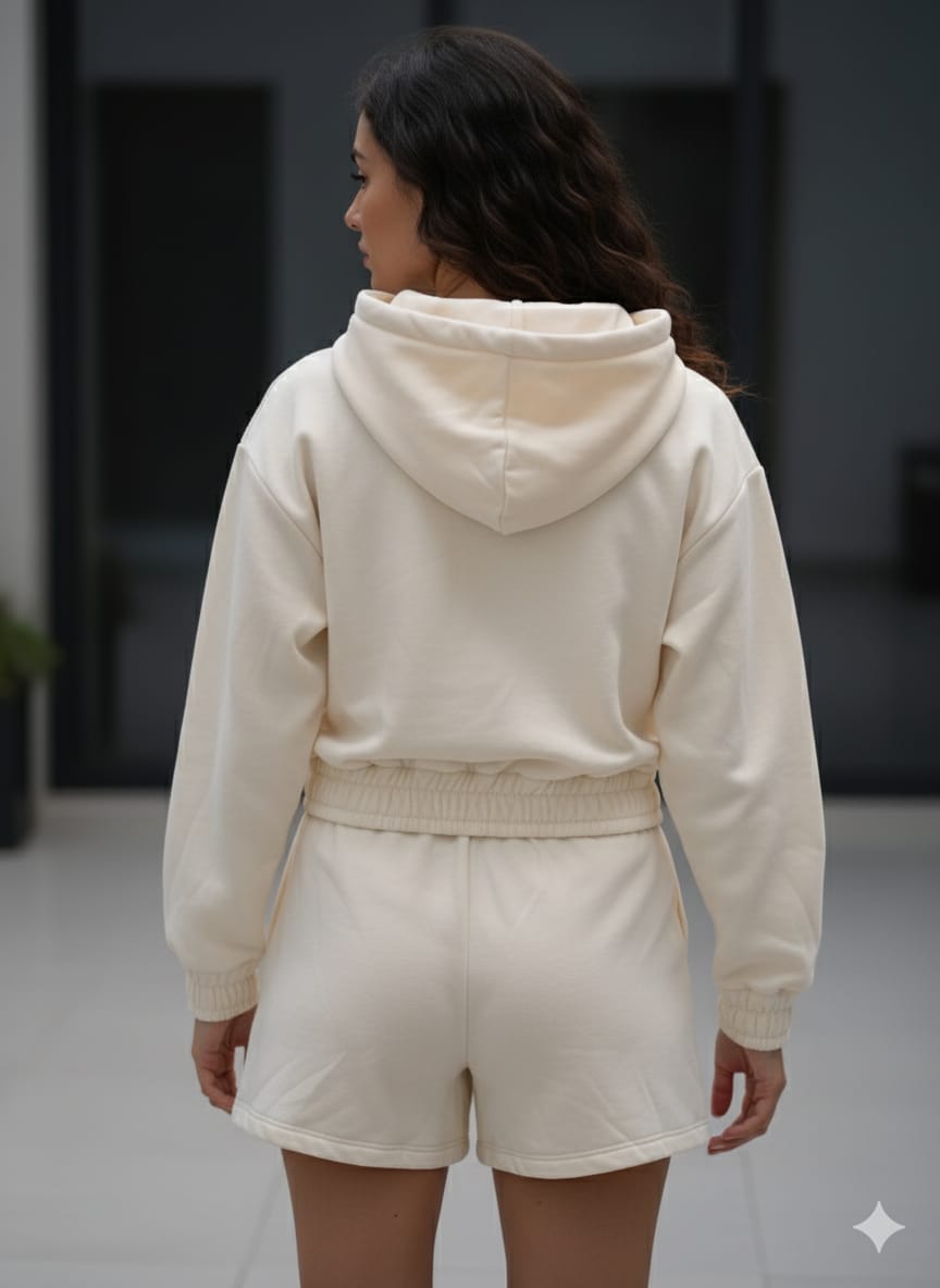 2760-Osk Women Full Zip Sweater-Cream