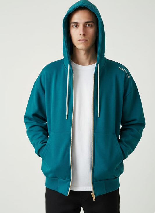 2768-Osk Men Full Zip Hoodie-Teal