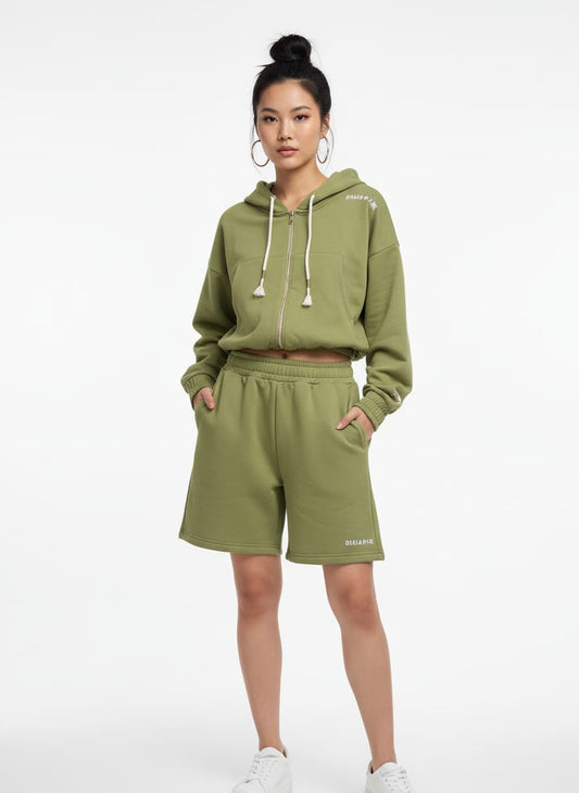 2758-Osk Women Full Zip Hoodie-Olive
