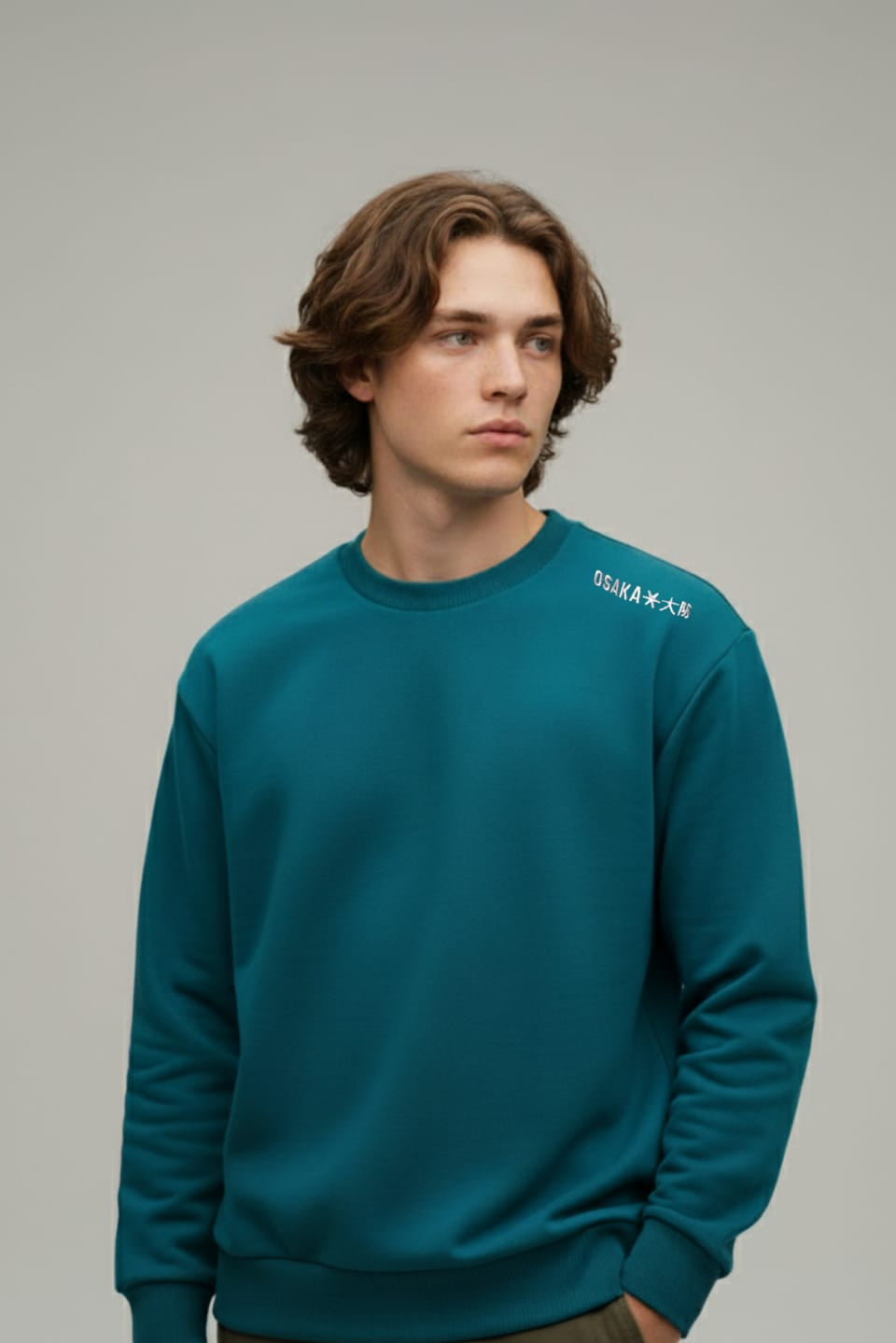 2779-Osk Men Boxy Oversized Sweat Shirt-Teal