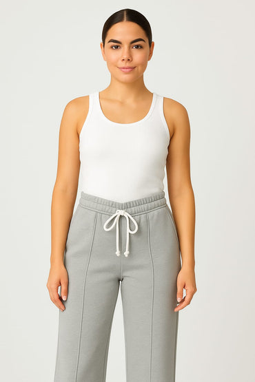 2703-FX Dipped Hip V-Pleated Trouser For Women-Grey